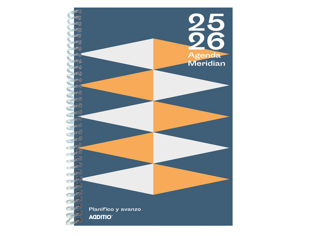 AGENDA MERIDIAN ADDITIO SEMANA VISTA CURSO ESCOLAR COMUNICACION FAMILIA/CENTRO SECUNDARIA A5 COLORES SURTIDOS