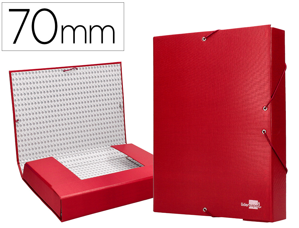CARPETA PROYECTOS LIDERPAPEL FOLIO LOMO 70MM CARTON FORRADO ROJA