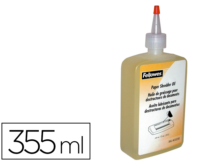 ACEITE LUBRICANTE FELLOWES PARA DESTRUCTORA DE DOCUMENTOS BOTE DE 360 ML
